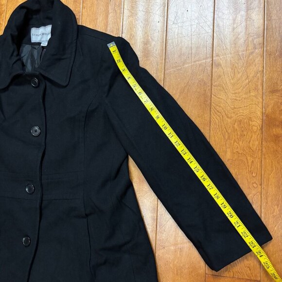 London Fog Towne Wool Blend Womens Coat XL Black Capsule Classic Minimalist - Picture 9 of 16
